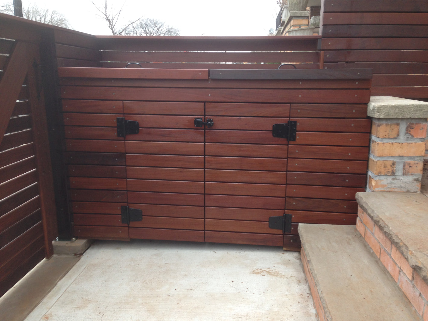 Outdoor Ipe trash enclosure created by TCSC