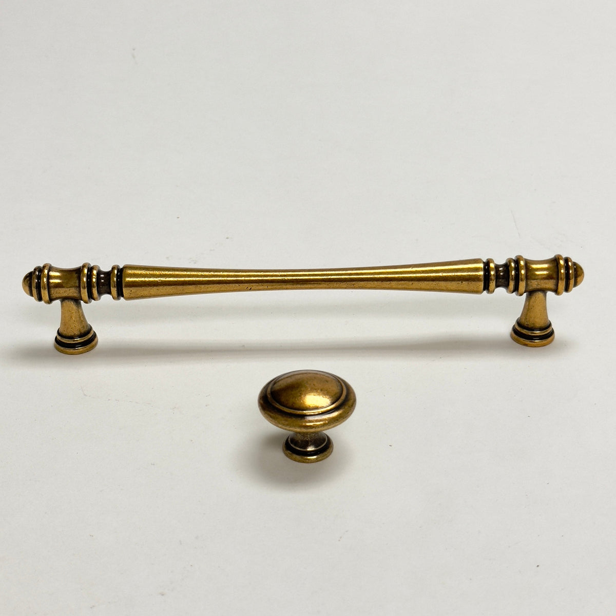 Traditional Antique Brass "Palermo" Drawer Knobs and Pulls.