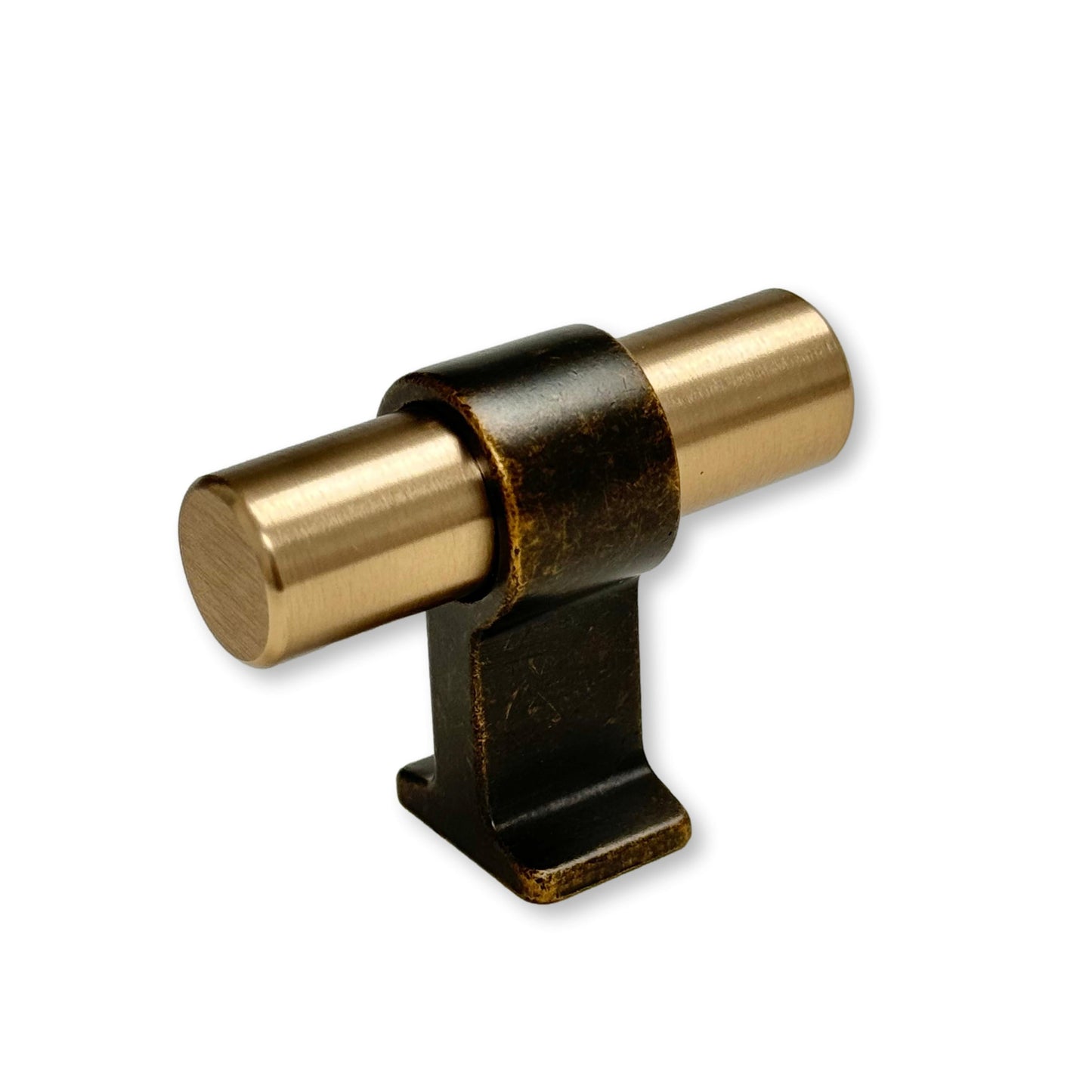 Brushed Bronze "Bond" T-Bar Dual Finish Knob and Pulls