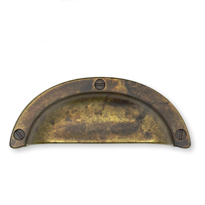 Drawer Cup Pulls "Amalfi" in Worn Brass.
