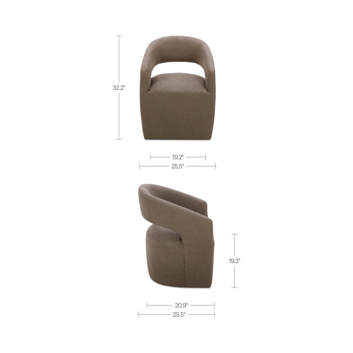 Barrow Rolling Dining Chair Soft Taupe - image 3