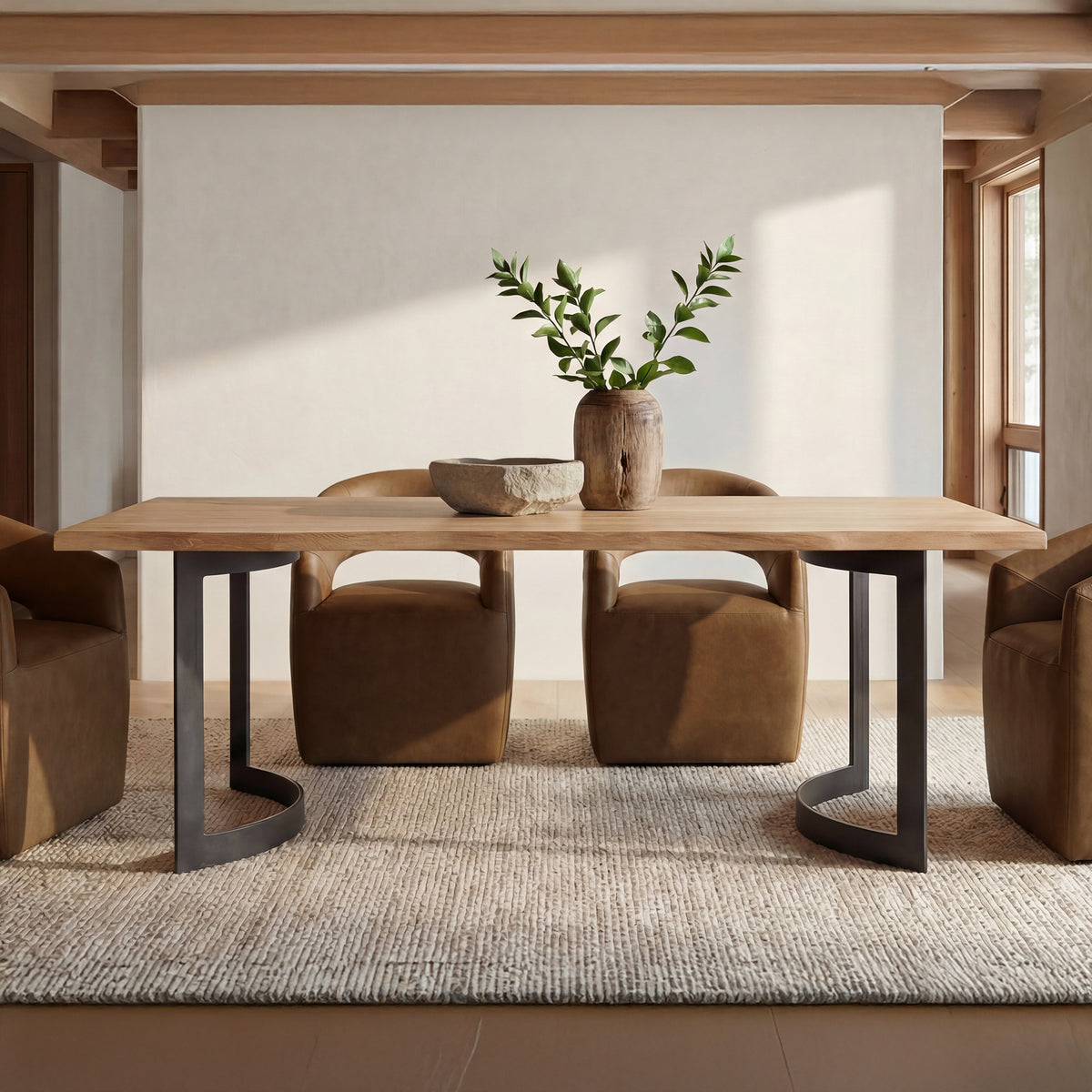 Barrow Rolling Dining Chair Tan Leather - image 2