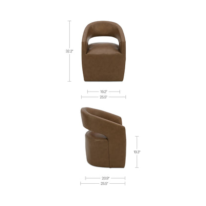 Barrow Rolling Dining Chair Tan Leather - image 3