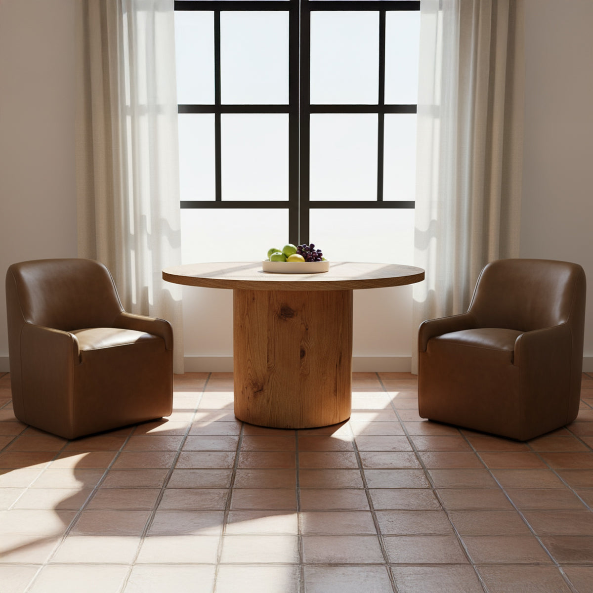 Maisie Rolling Dining Chair Tan Leather - image 2