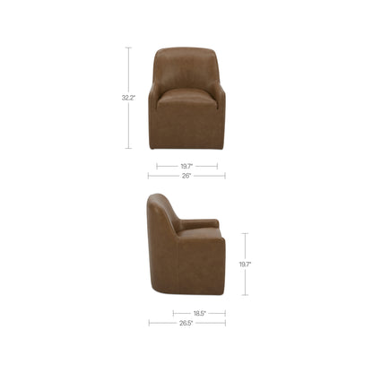 Maisie Rolling Dining Chair Tan Leather - image 3