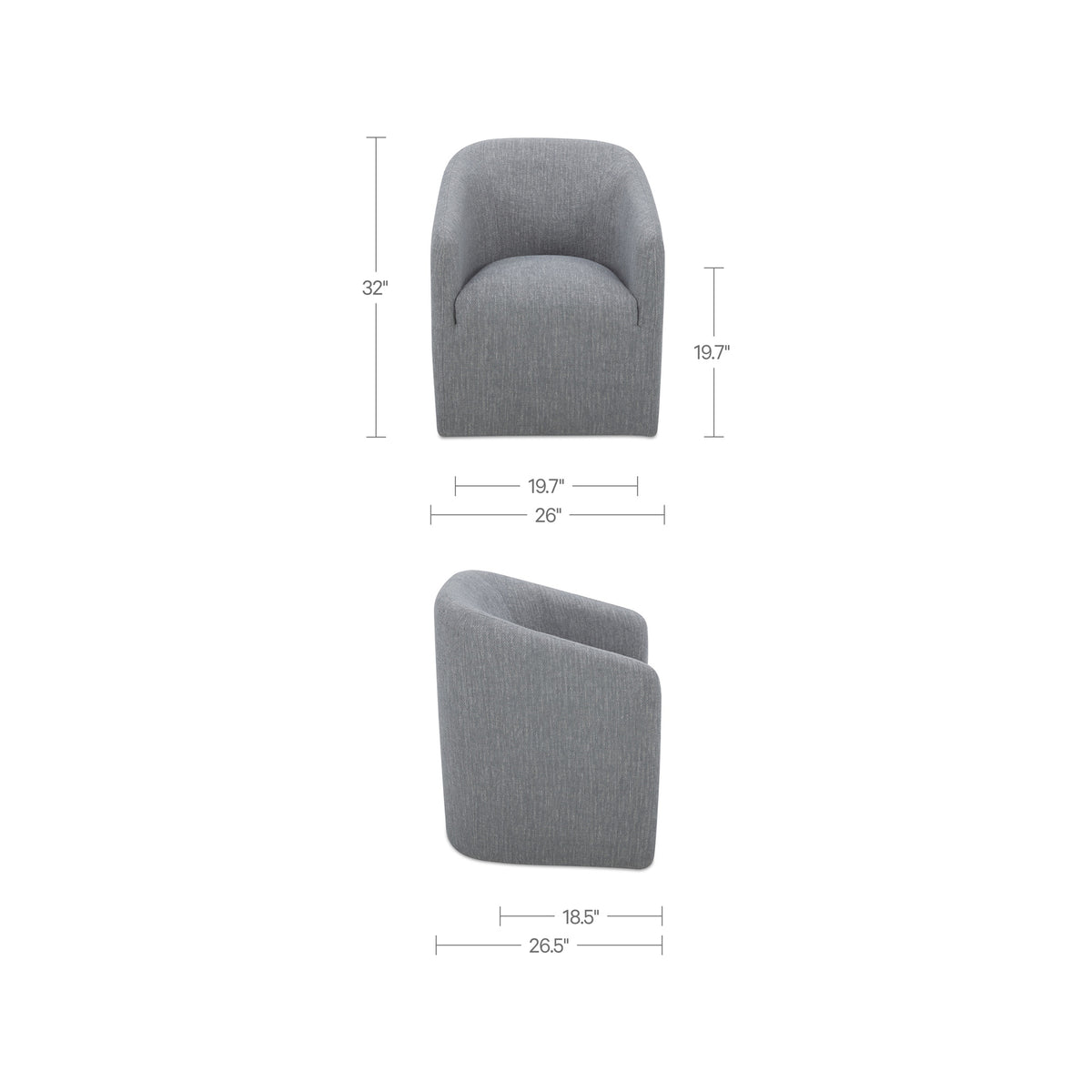 Sandy Rolling Dining Chair Grey - image 3