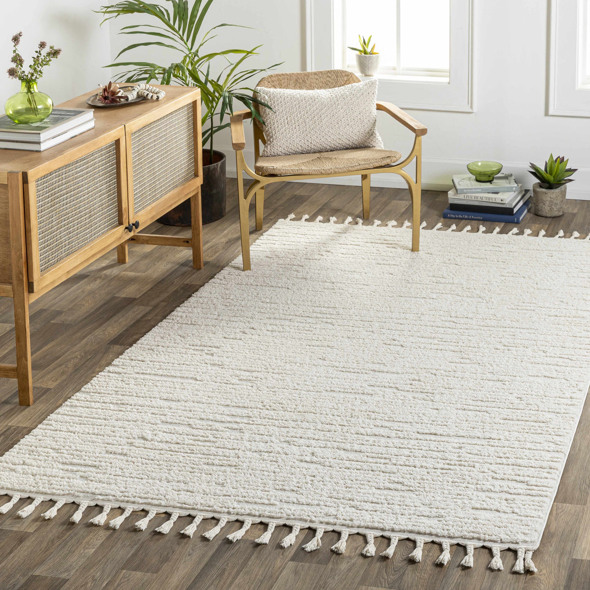 Kulu Textured Area Rug with Tassels