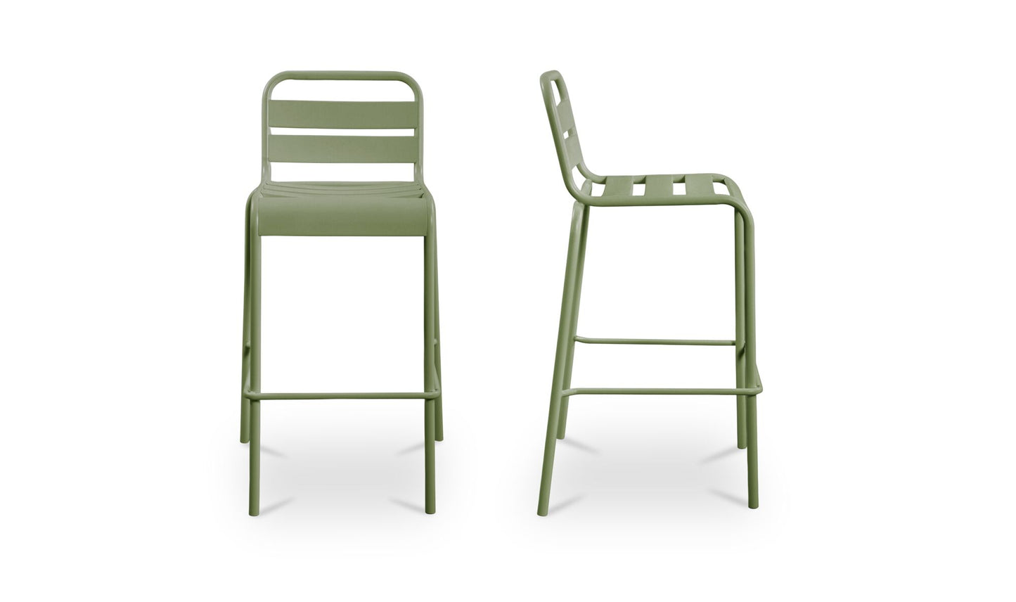 Kade Outdoor Bar Stool Green Set of Two