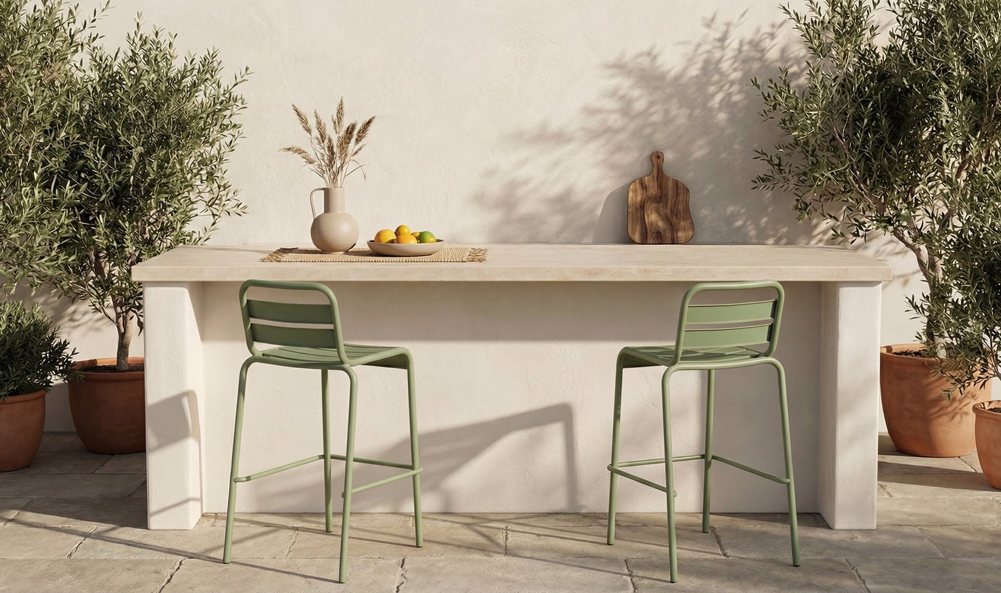 Kade Outdoor Bar Stool Green Set of Two