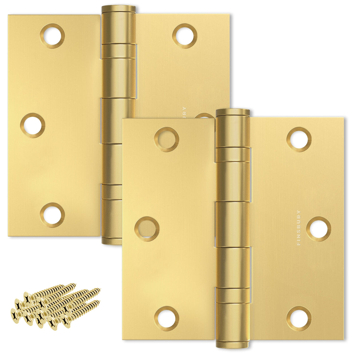 Matte Gold 3.5 x 3.5" NRP Steel Ball Bearing Hinge - Residential Door Hinge - 2 Pack.