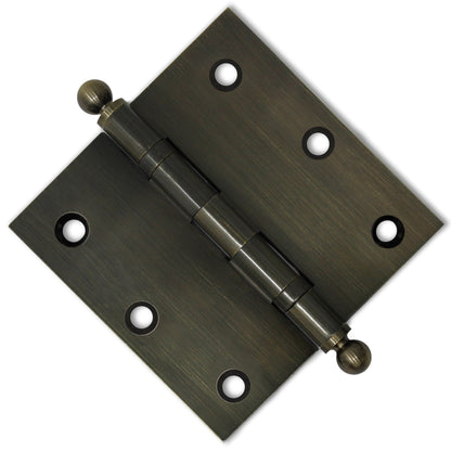 3x3 Inch Solid Brass Ball Bearing Door Hinge - Antique Brass.