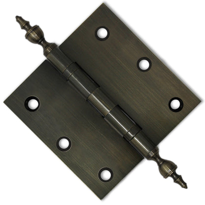 3x3 Inch Solid Brass Ball Bearing Door Hinge - Antique Brass.