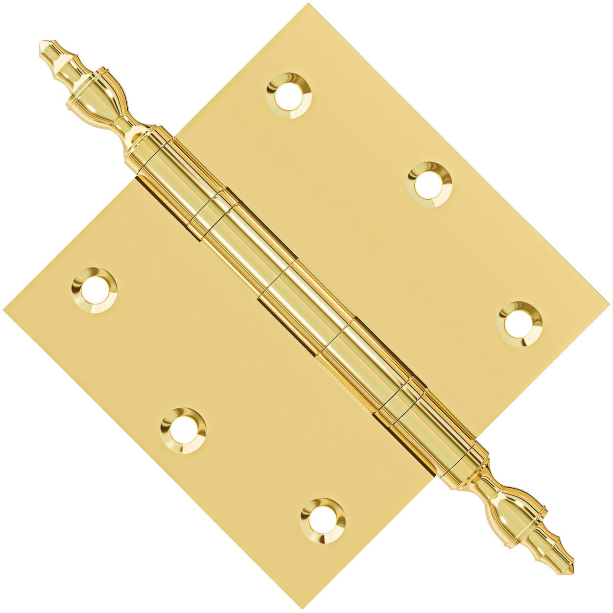3x3 Inch Solid Brass Ball Bearing Door Hinge - Non Lacquered Polished Brass.