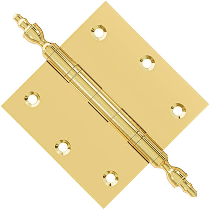 5x5 Inch Solid Brass Ball Bearing Door Hinge - Non Lacquered Polished Brass.