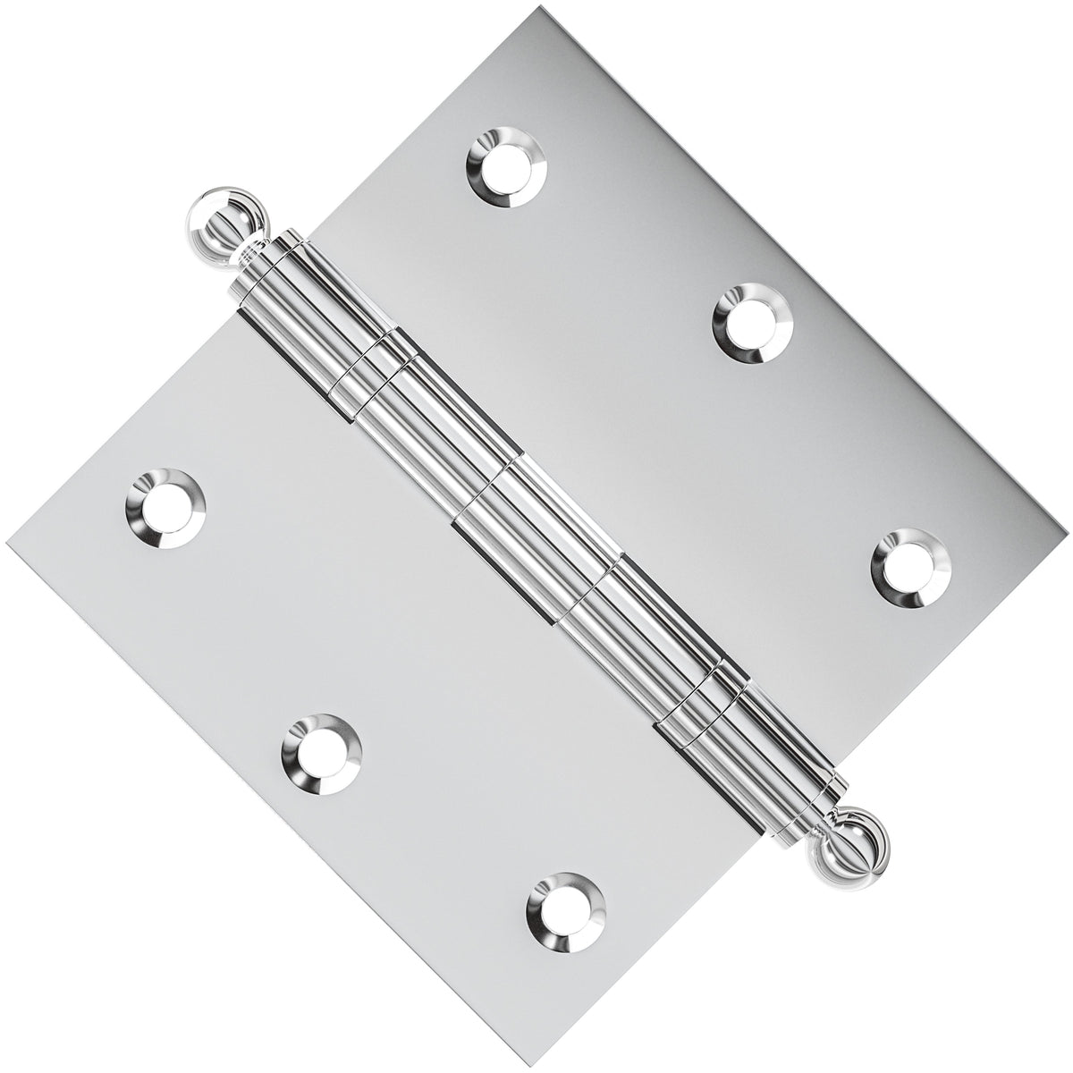 3.5 x 3.5 Inch Solid Brass Ball Bearing Door Hinge - Polished Chrome.