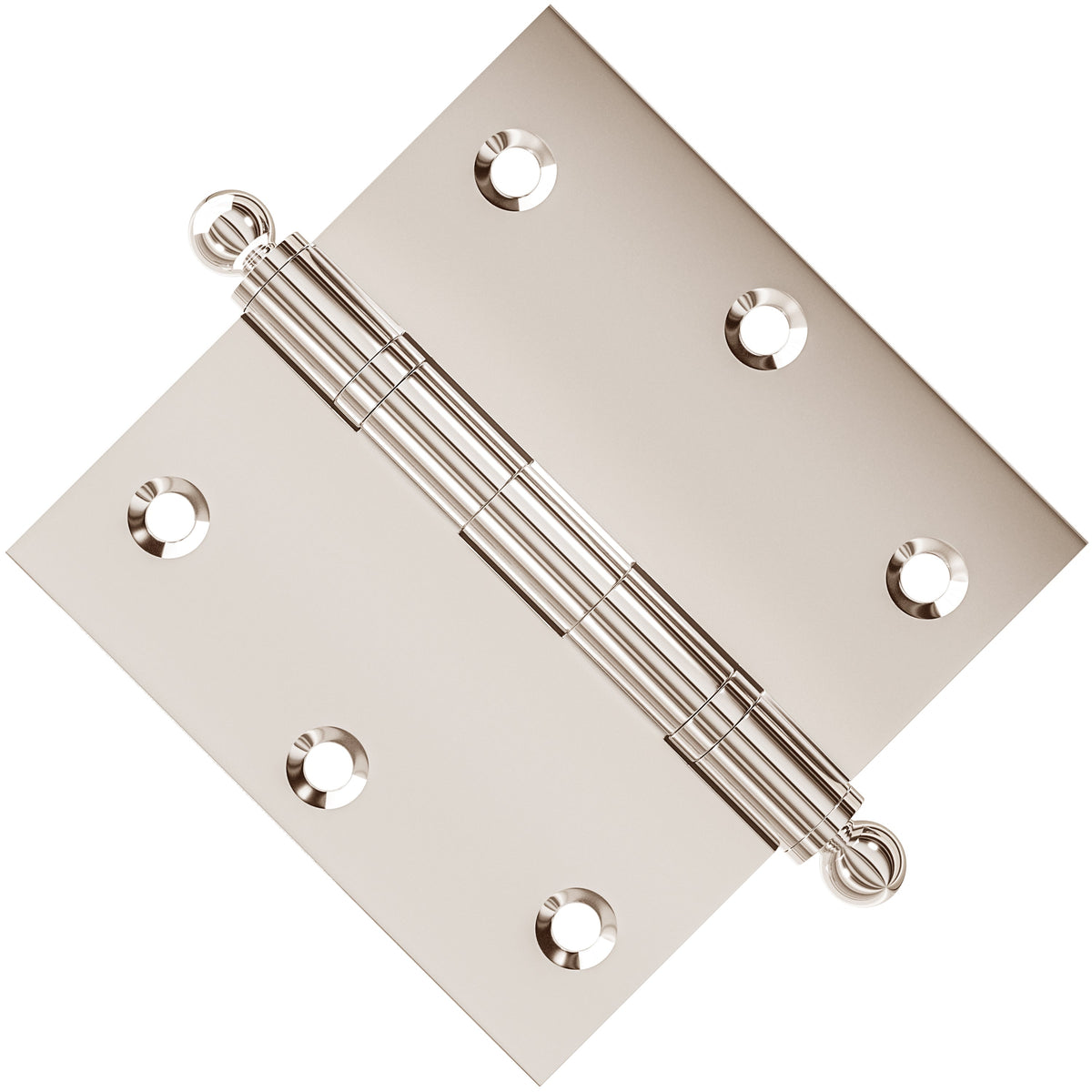 3x3 Inch Solid Brass Ball Bearing Door Hinge - Polished Nickel.