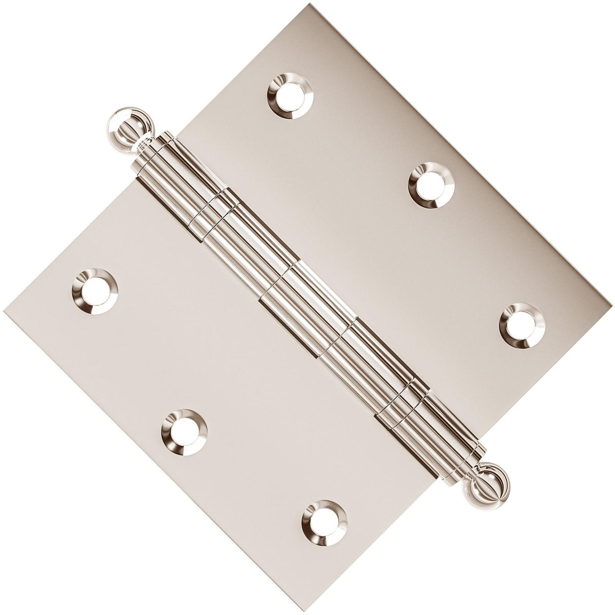 3.5 x 3.5 Inch Solid Brass Ball Bearing Door Hinge - Polished Nickel.