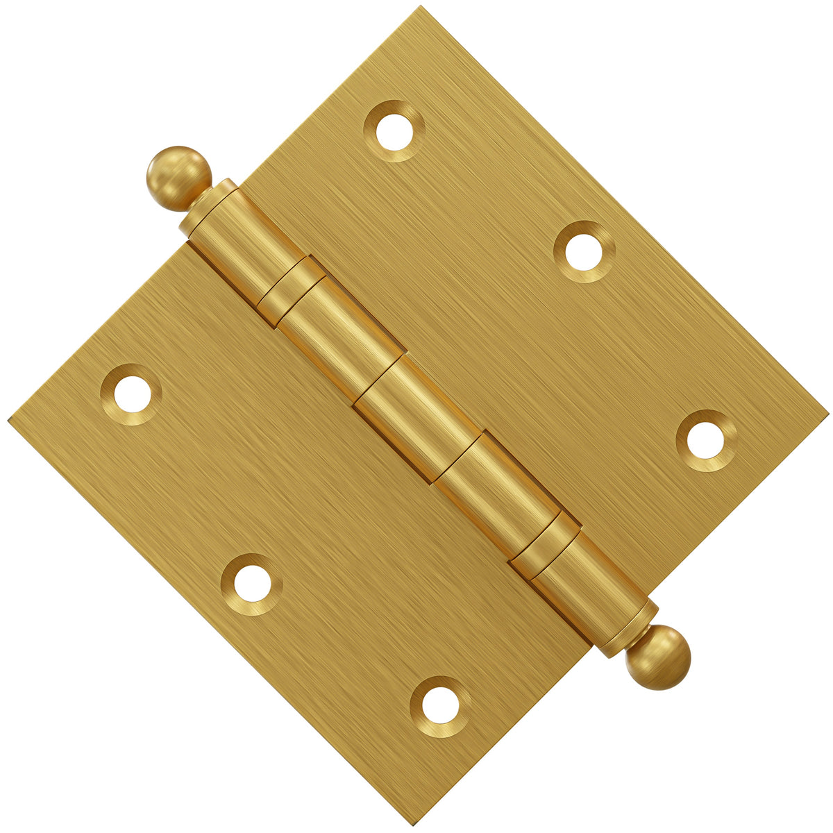 3x3 Inch Solid Brass Ball Bearing Door Hinge - Satin Brass.