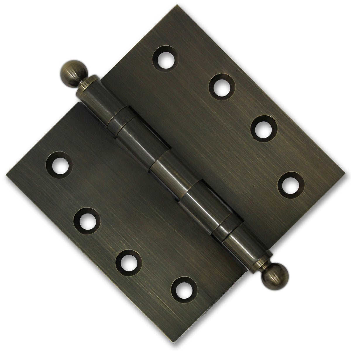 4.5 x 4.5 Inch Solid Brass Ball Bearing Door Hinge - Antique Brass.
