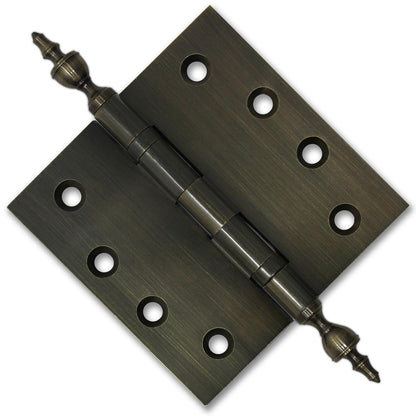 4x4 Inch Solid Brass Ball Bearing Door Hinge - Antique Brass.