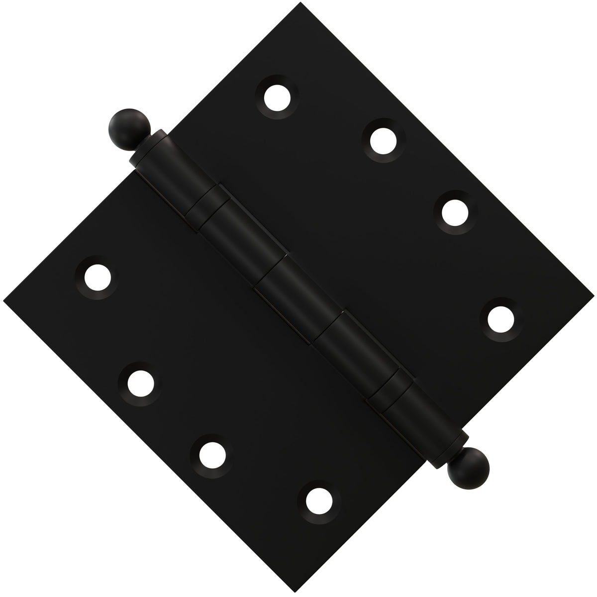 4.5 x 4.5 Inch Solid Brass Ball Bearing Door Hinge - Flat Black.