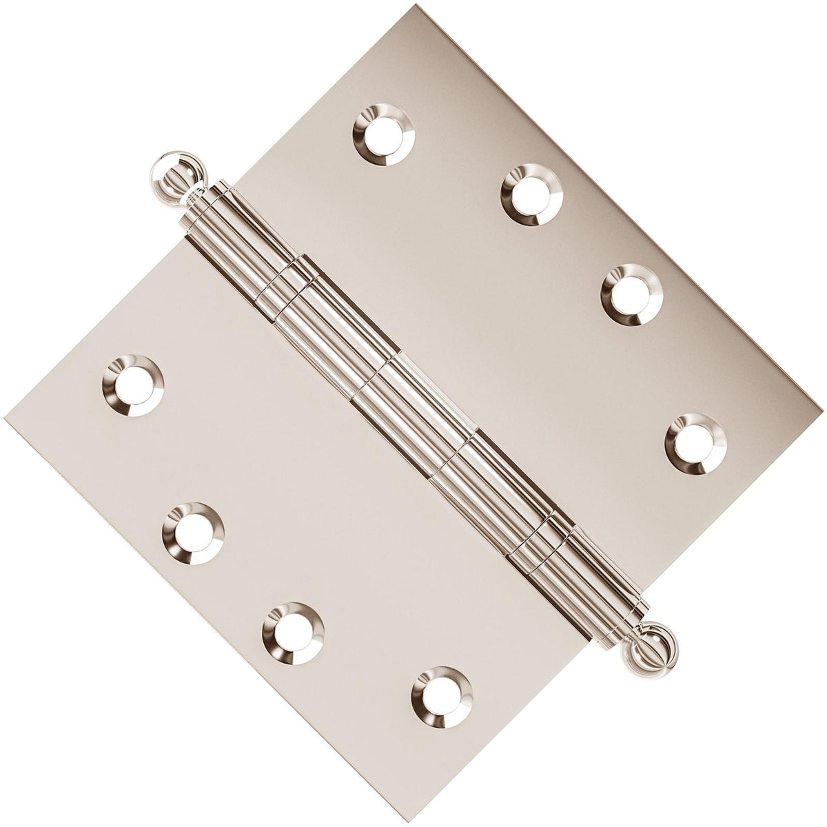4.5 x 4.5 Inch Solid Brass Ball Bearing Door Hinge - Polished Nickel.