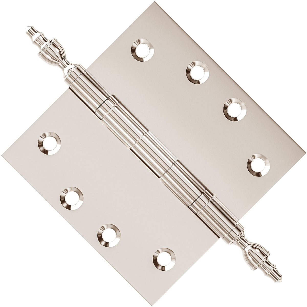 4.5 x 4.5 Inch Solid Brass Ball Bearing Door Hinge - Polished Nickel.