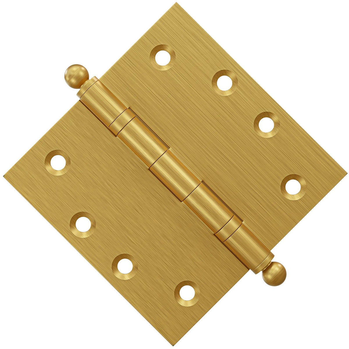 4.5 x 4.5 Inch Solid Brass Ball Bearing Door Hinge - Satin Brass.