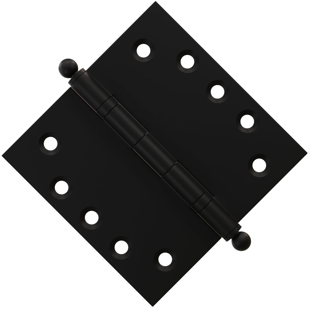 6x6 Inch Solid Brass Ball Bearing Door Hinge - Flat Black.