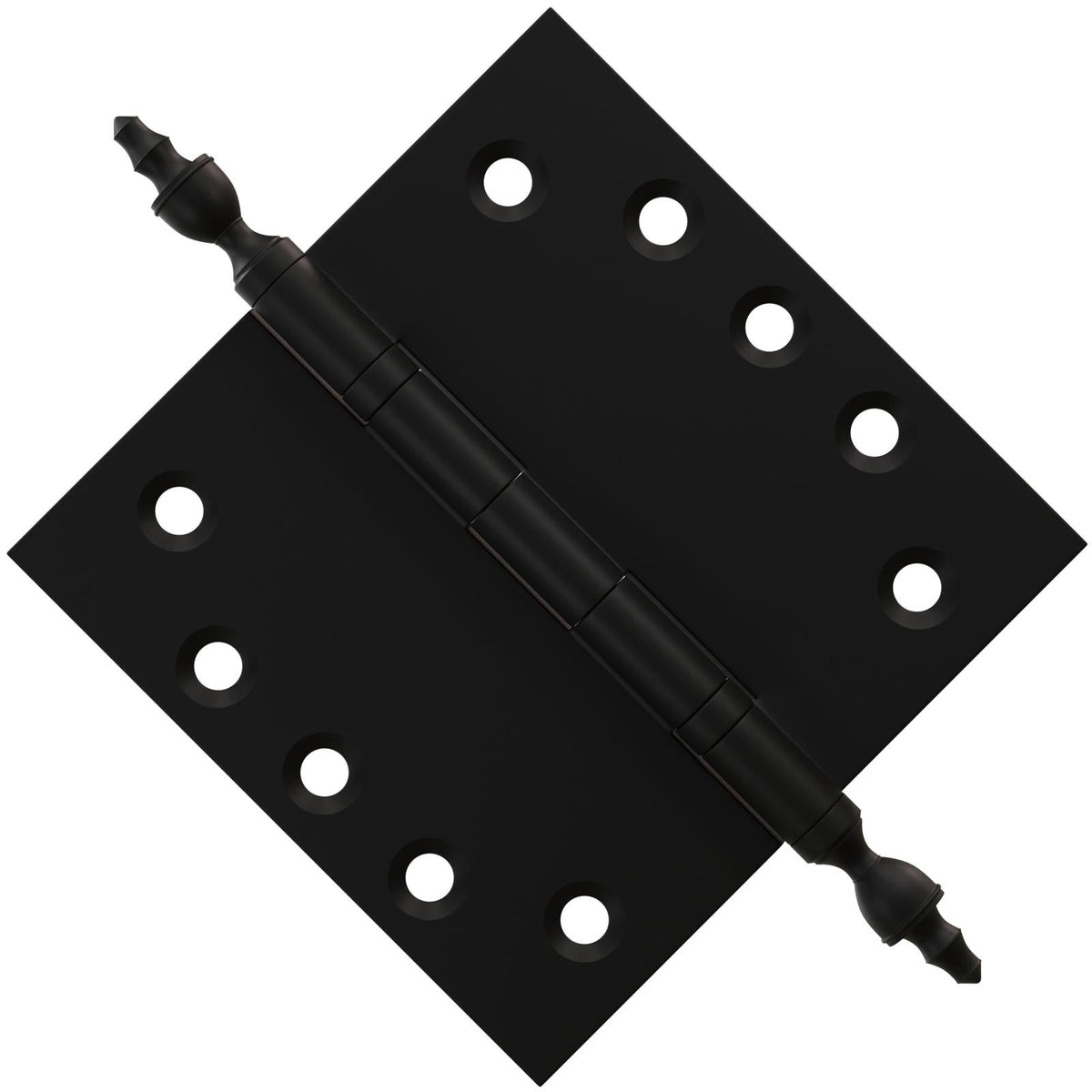 6x6 Inch Solid Brass Ball Bearing Door Hinge - Flat Black.