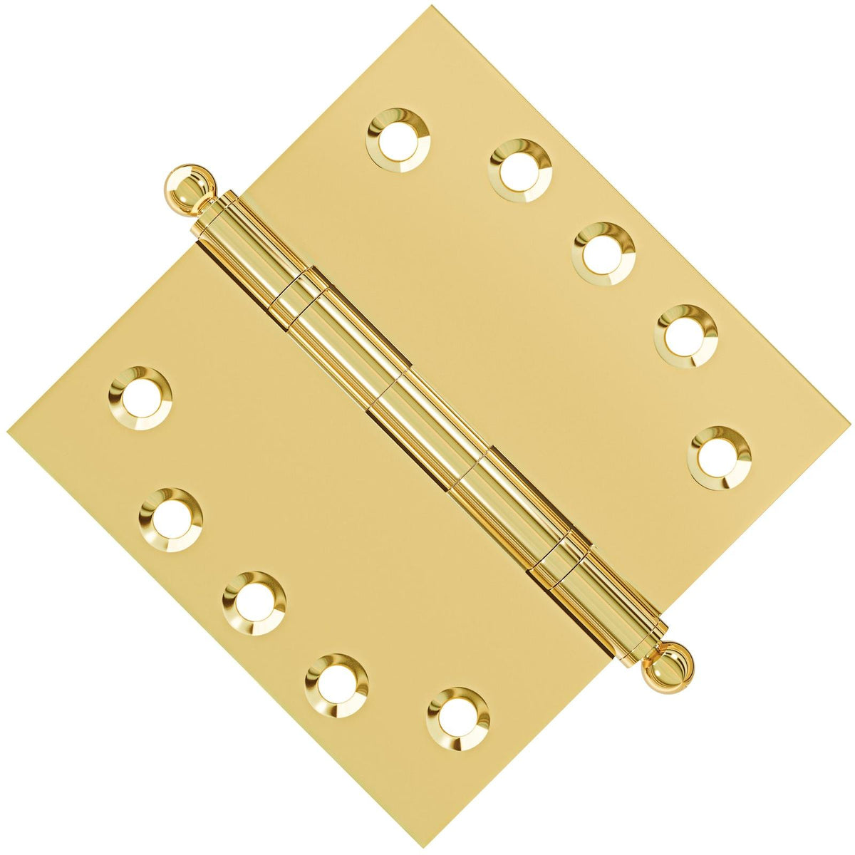 5x5 Inch Solid Brass Ball Bearing Door Hinge - Polished Brass.