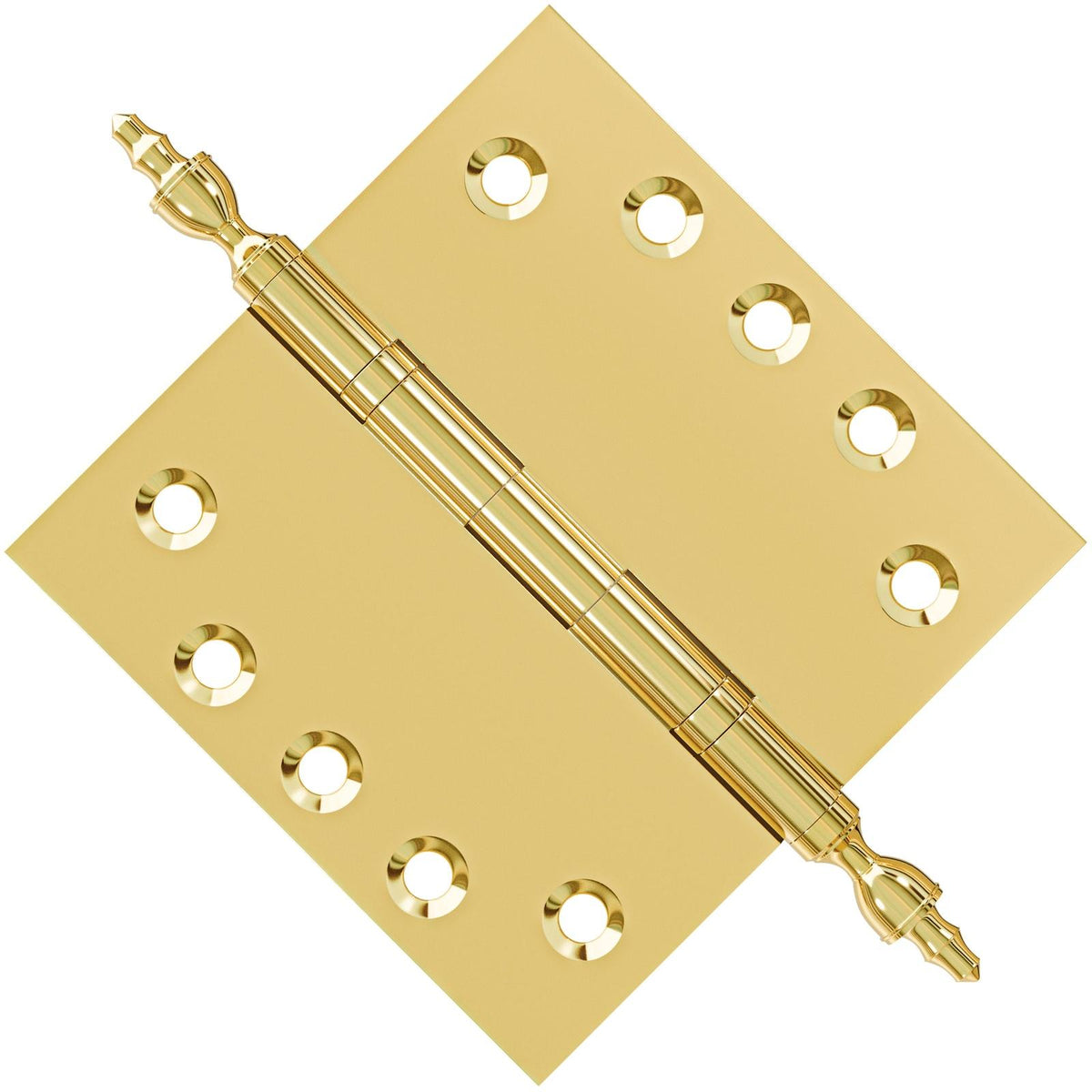 5x5 Inch Solid Brass Ball Bearing Door Hinge - Non Lacquered Polished Brass.