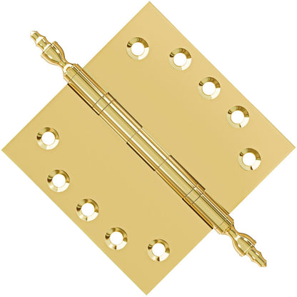 5x5 Inch Solid Brass Ball Bearing Door Hinge - Non Lacquered Polished Brass.