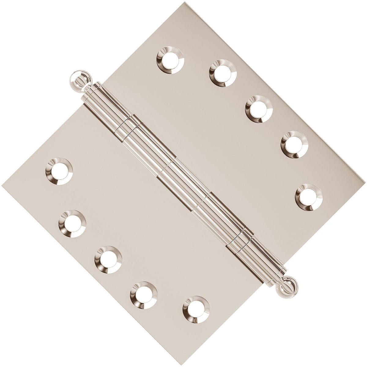 5x5 Inch Solid Brass Ball Bearing Door Hinge - Polished Nickel.