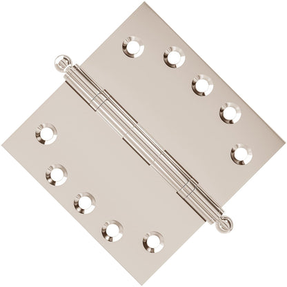 5x5 Inch Solid Brass Ball Bearing Door Hinge - Polished Nickel.