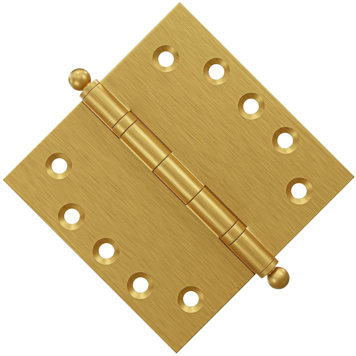 5x5 Inch Solid Brass Ball Bearing Door Hinge - Satin Brass.