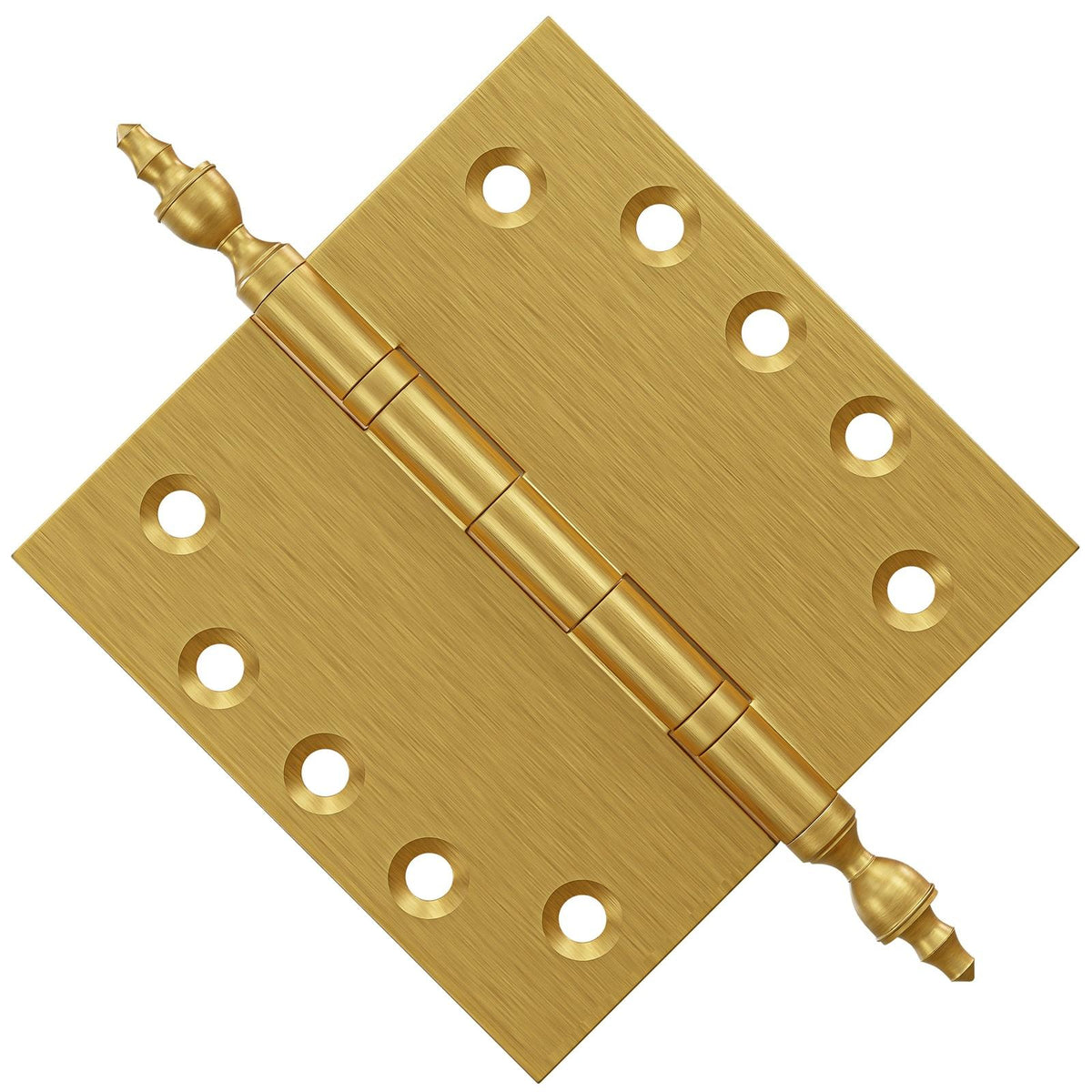 6x6 Inch Solid Brass Ball Bearing Door Hinge - Satin Brass.
