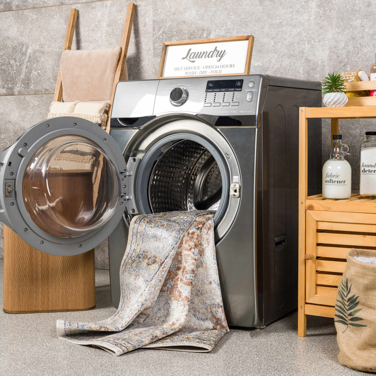 Emke Flat Pile Washable Rug - Clearance.