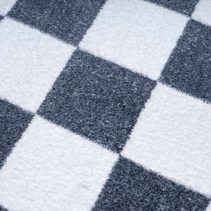 Imaran Antrasit Cream Checkered Washable Area Rug