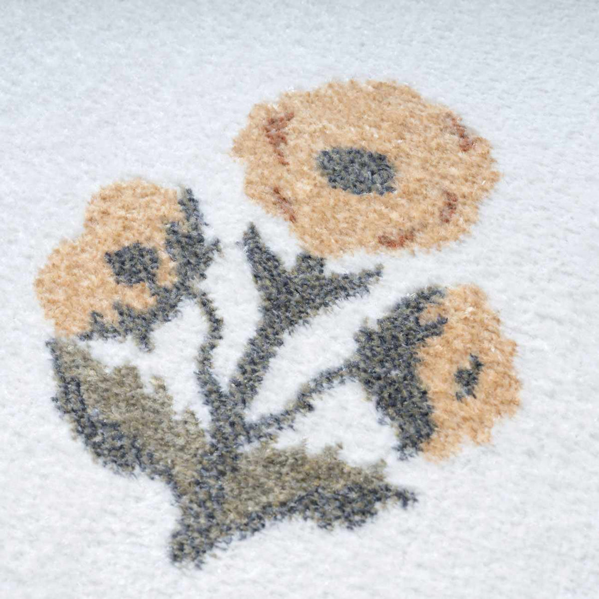 Linnet Beige Floral Washable Area Rug