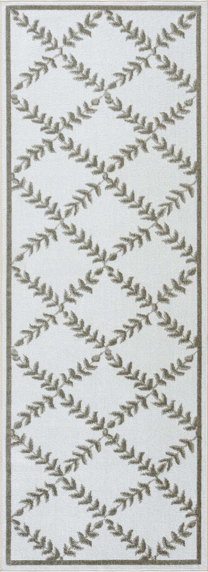 Donier Beige Geometric Washable Area Rug