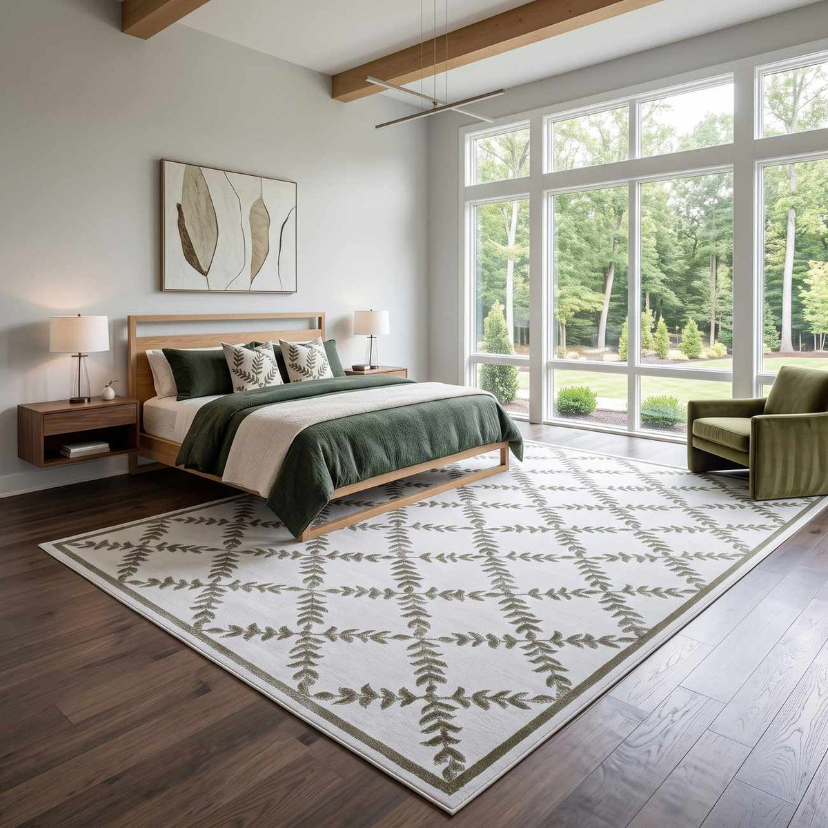 Donier Beige Geometric Washable Area Rug