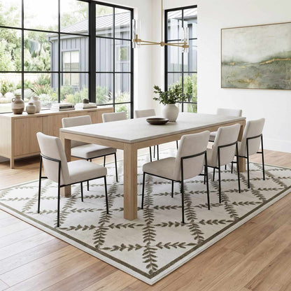 Donier Beige Geometric Washable Area Rug