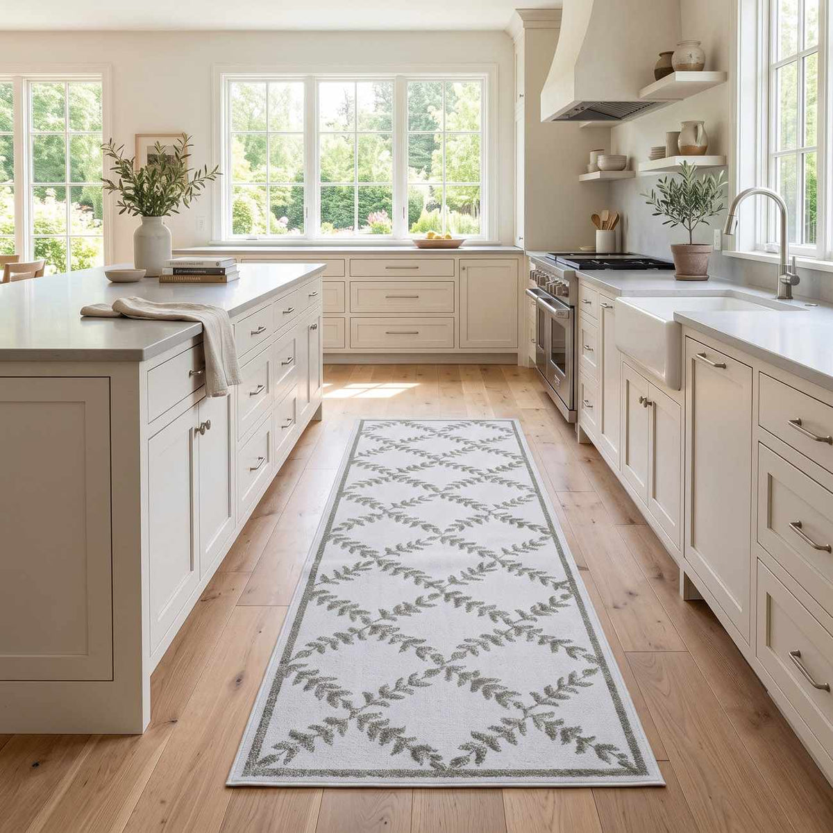Donier Beige Geometric Washable Area Rug