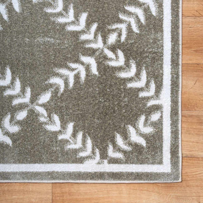 Donier Green Geometric Washable Area Rug