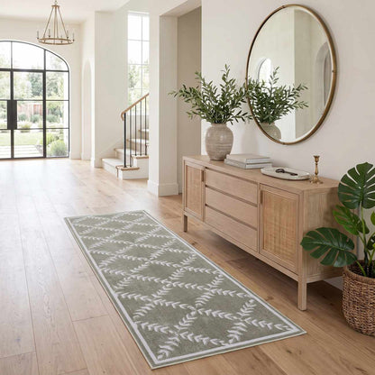 Donier Green Geometric Washable Area Rug
