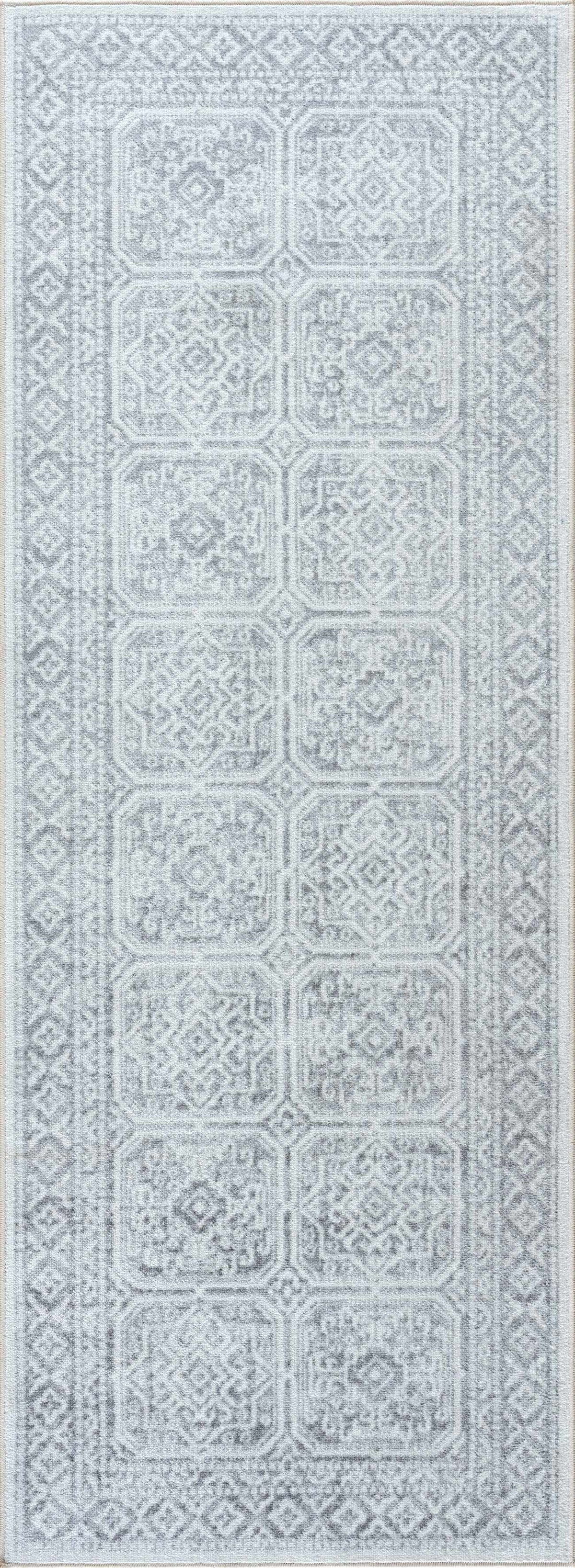 Dakari Gray Geometric Washable Area Rug