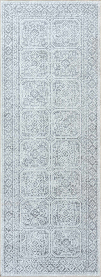 Dakari Gray Geometric Washable Area Rug
