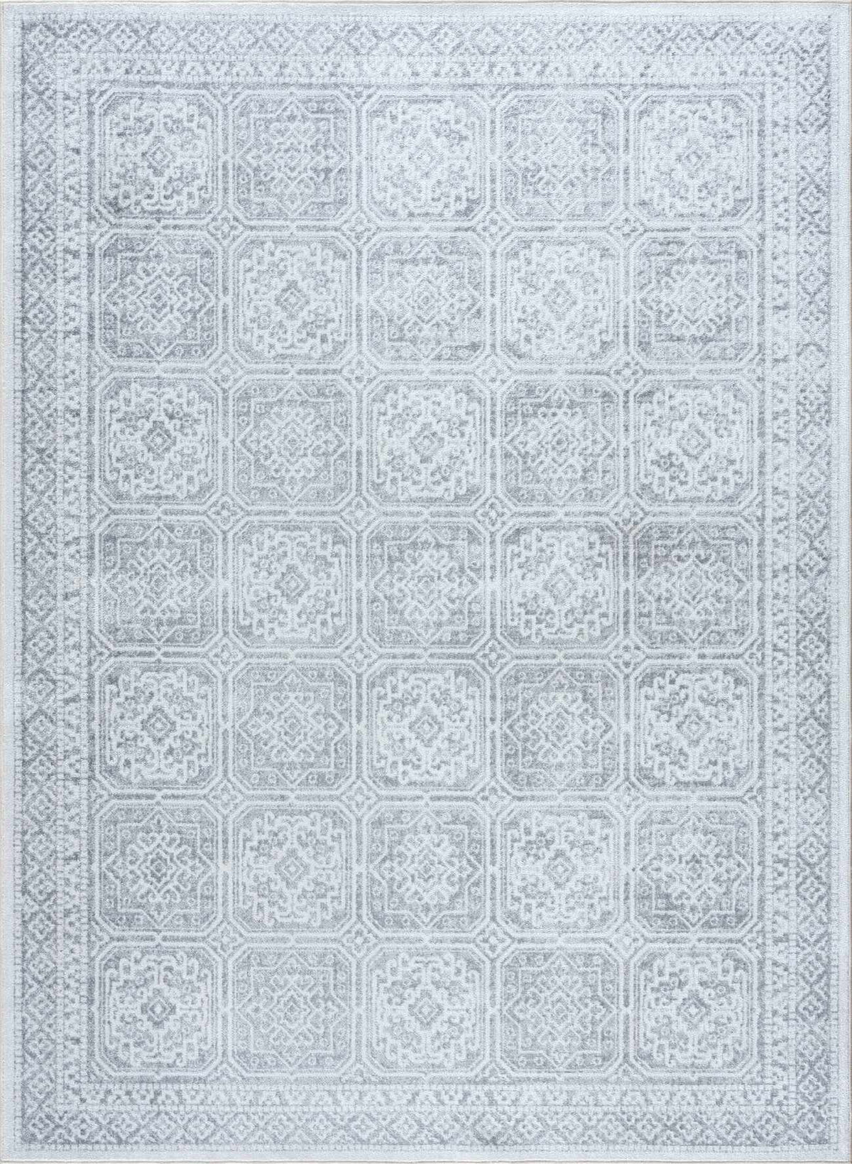 Dakari Gray Geometric Washable Area Rug