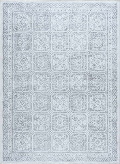 Dakari Gray Geometric Washable Area Rug